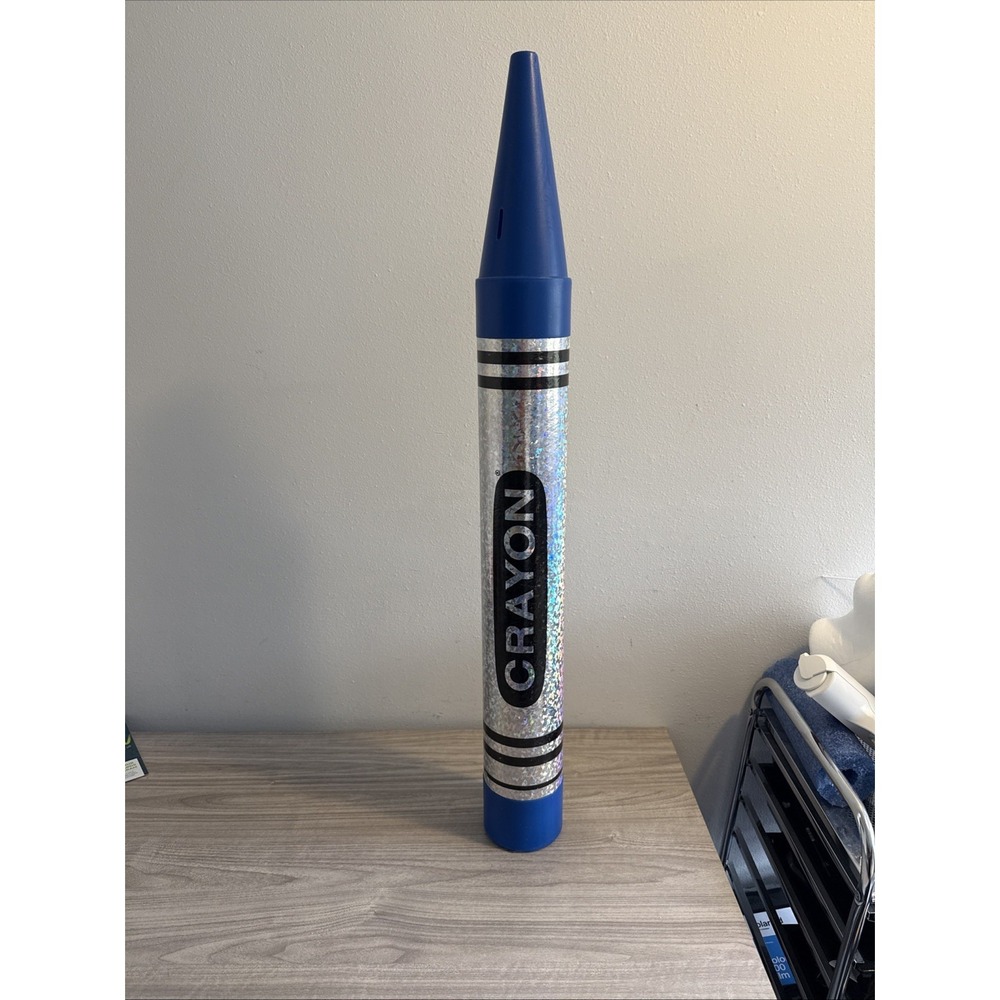 Ralphco Novelty Extra Large Crayon Piggy Bank 1988 VINTAGE 35" Silver Blue